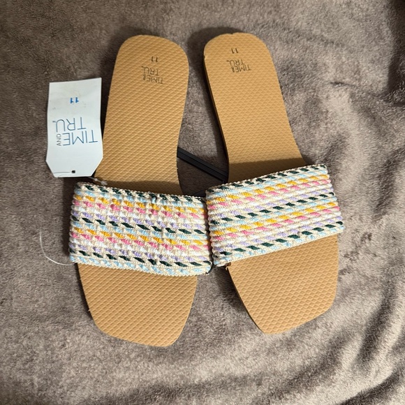 Time and Tru Multicolor Woven Slide Sandals - Picture 3 of 4